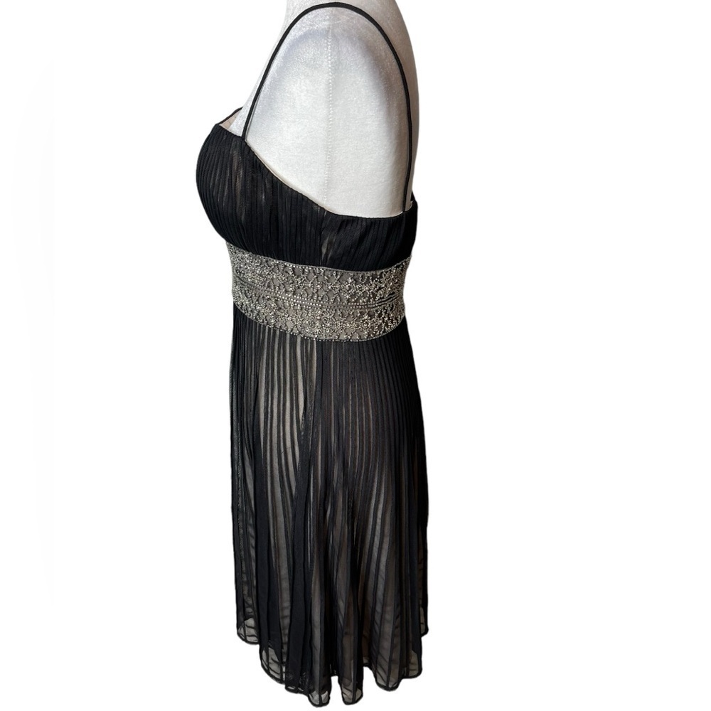 JS Collections Black Chiffon Cocktail Dress Beaded Waist | Size 6 - Picture 2 of 10